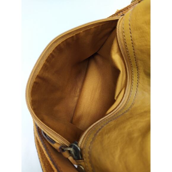 Fossil Yellow Tan Leather Zipper Pocket Crossbody Shoulder Bag - Picture 9 of 13